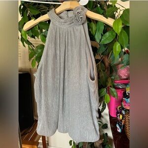 CeCe Silver Halter Blouse